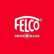 FELCO brand logo: white FELCO wordmark and Swiss Made text on a red background.